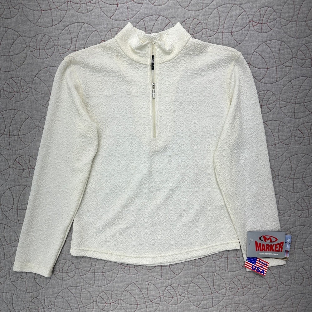 NWT Marker Snowflake Zip T-Neck White Textured / Women's Large